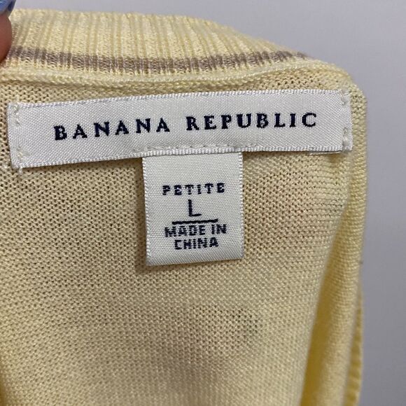 Banana Republic silk blend yellow V-neck pullover sweater size Lp - Picture 4 of 8